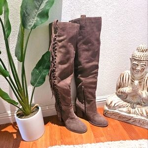 Carlos Santana - Over the knee boots - Taupe - Size 8 - Suede